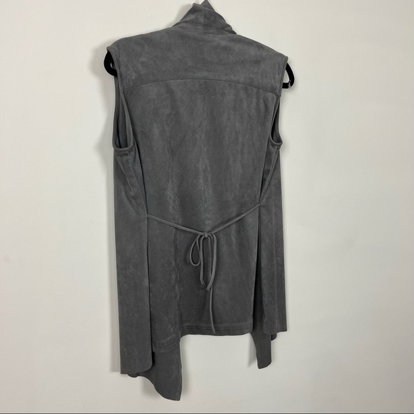 KATHERINE BARCLAY SUEDE CASCADE FRONT GREY VEST SIZE SMALL - Picture 11 of 14